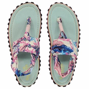 Gumbies Slingback Mint/Pink Instep Strap Toe-Post | Womens Larger Sized Shoes
