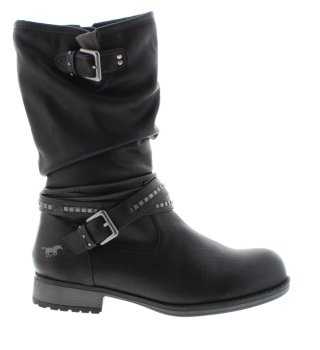 Mustang Freya Black Leather Effect Slouch Boot | Womens Larger Sized Shoes