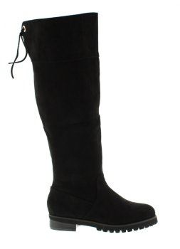 Andres Machado Heather Black Hi-Leg Suede Effect Boot | Womens Larger Sized Shoes