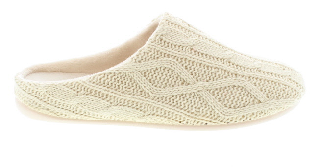 Magnus Fabeha Cream Knit Textile House Slipper | Womens Larger Sized Shoes