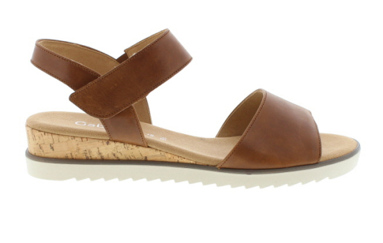 Gabor Raynor Camel Leather Instep Strapover Sandal | Womens Larger Sized Shoes