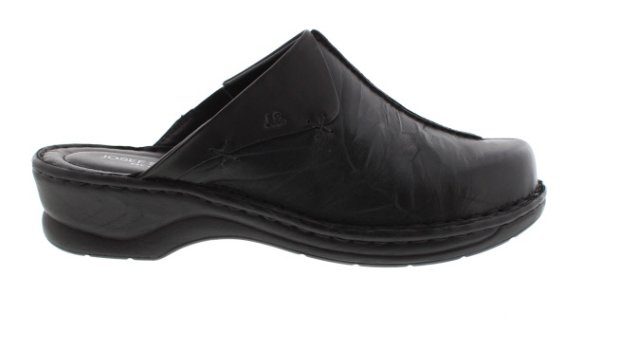 Josef Seibel Catalonia 48 Black Crinkle Leather Mule | Womens Larger Sized Shoes