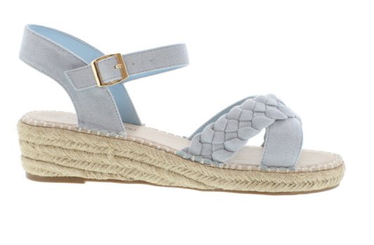 Andres Machado Jaira Light Blue Suede Effect Wedge Espadrille | Womens Larger Sized Shoes
