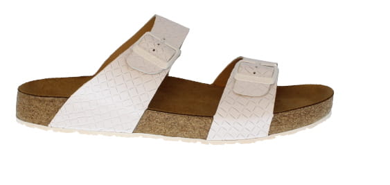 Haflinger Andrea White Textured Leather Double Strap Mule | Womens Larger Sized Shoes