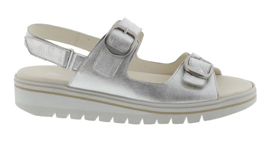 Magnus Linetta Silver Coated Leather Sandal | Womens Larger Sized Shoes