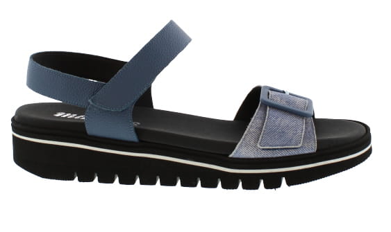 Magnus Lavonte Blue/Denim Leather Wedge Sandal | Womens Larger Sized Shoes