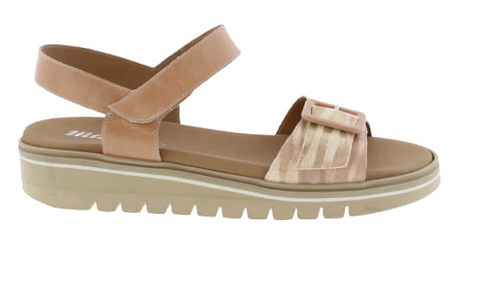 Magnus Lavonte Nude/Zebra Leather Wedge Sandal | Womens Larger Sized Shoes