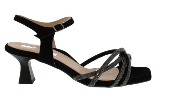Magnus Lovie Black Suede Sandal With Jewel Trims | Womens Larger Sized Shoes
