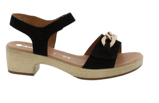 Remonte Jerilyn Black Suede Platform Sandal | Womens Larger Sized Shoes