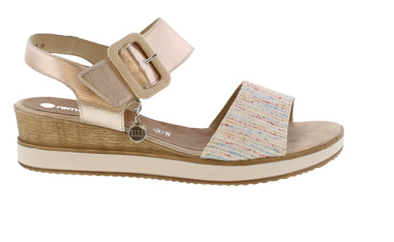 Remonte Jerilyn ELLE White/Multi Leather Wedge Sandal | Womens Larger Sized Shoes
