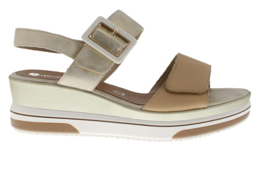 Remonte Sabine Muschel/Sand Leather Wedge Sandal | Womens Larger Sized Shoes