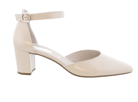Gabor Gala Off-White Pearlised Leather Ankle Strap Sandal | Womens Larger Sized Shoes