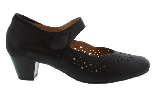 Magnus Lavanna Pearlised Black Leather Dolly Shoe | Womens Larger Sized Shoes