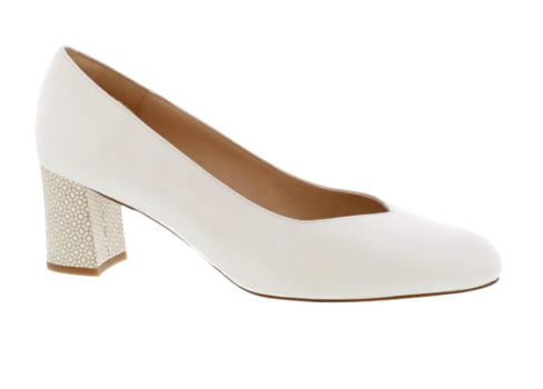 Magnus Laurena White/Beige Waxy Leather Court Shoe | Womens Larger Sized Shoes