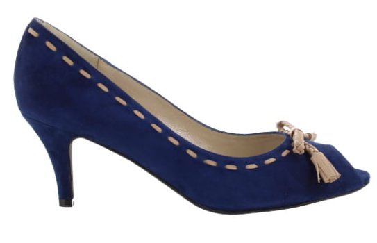 LOHO Lulu Navy/Beige Suede Tassle Court Shoe | Womens Larger Sized Shoes