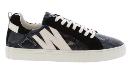 Sante + Wade Sway Blue Reptile/White Leather Fashion Sneaker | Womens Larger Sized Shoes
