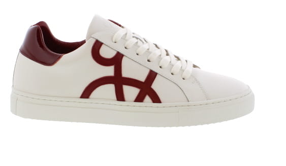 Sante + Wade Queenie White/Red Leather Fashion Sneaker | Womens Larger Sized Shoes