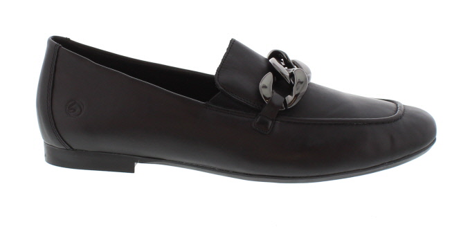 Remonte Irmgard Black Leather Apron Fronted Loafer | Womens Larger Sized Shoes
