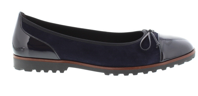 Gabor Temptation Navy Patent/Suede Trimmed Ballerina | Womens Larger Sized Shoes