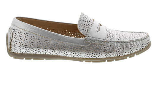 Sioux Carmona Silver Punched Leather Moccasin | Womens Larger Sized Shoes