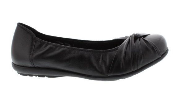Da Bella Tetbury Black Leather Sash Trim Ballerina | Womens Larger Sized Shoes