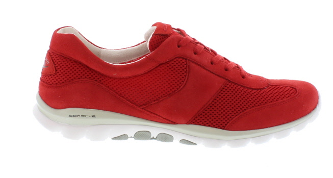 Gabor Rollingsoft Helen Flame Red Nubuck/Mesh Trainer | Womens Larger Sized Shoes