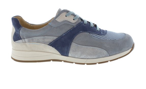 Da Bella Diss Extra Wide Blue Suede/Textile Trainer | Womens Larger Sized Shoes