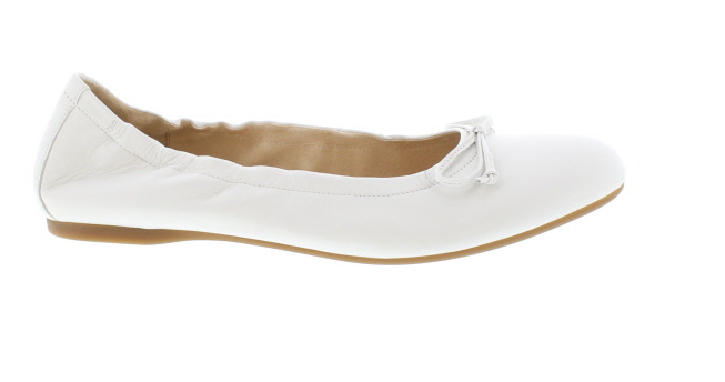 Gabor Ribera White Leather Elasticated Ballerina - Magnus Shoes